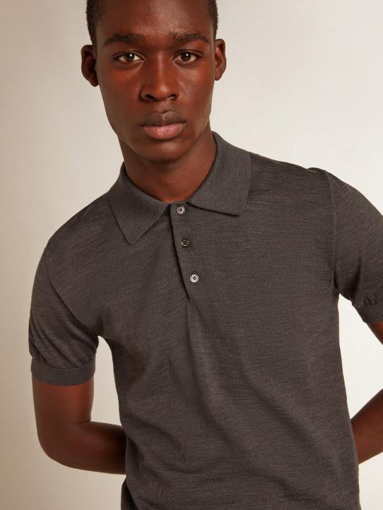 hombres polo de manga corta de lana merino grisGolden Goose 02H6732