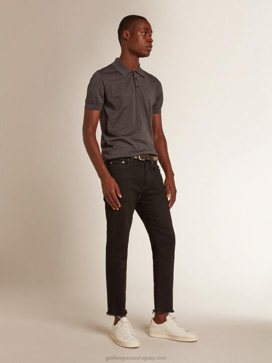 hombres polo de manga corta de lana merino grisGolden Goose 02H6732