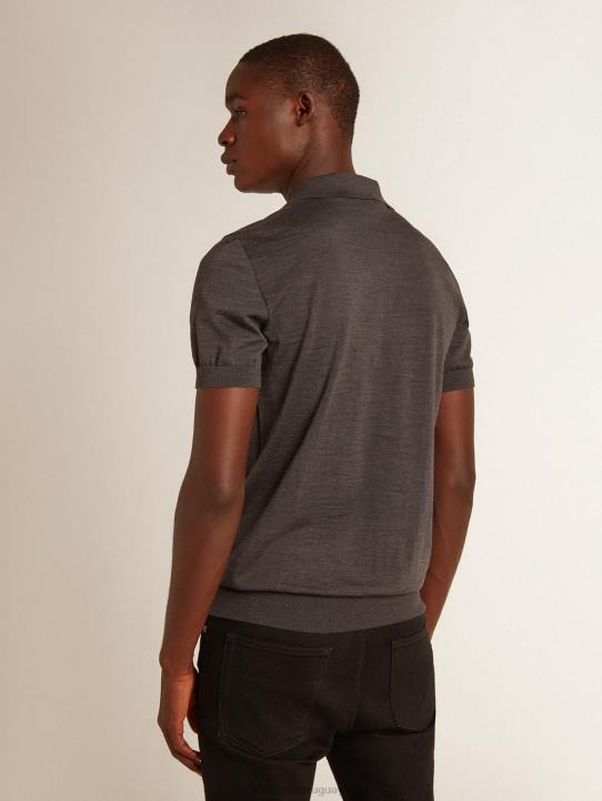 hombres polo de manga corta de lana merino grisGolden Goose 02H6732