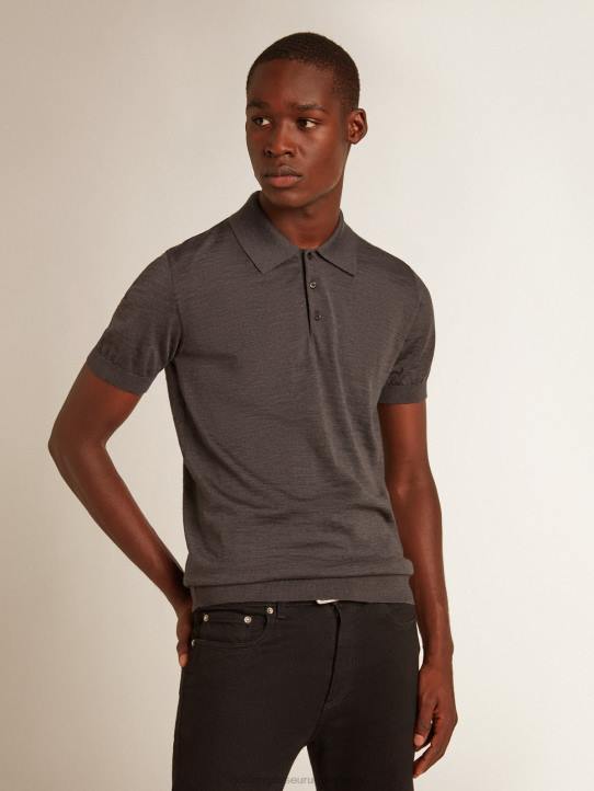 hombres polo de manga corta de lana merino grisGolden Goose 02H6732