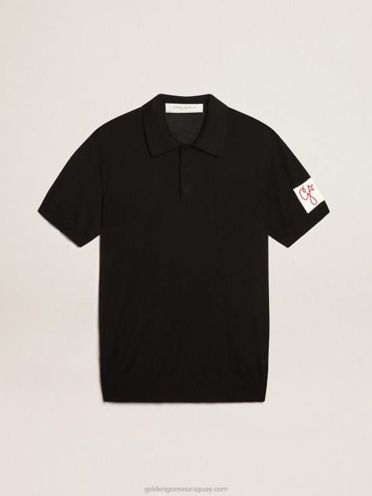 hombres polo de manga corta en lana merino negraGolden Goose 02H6803