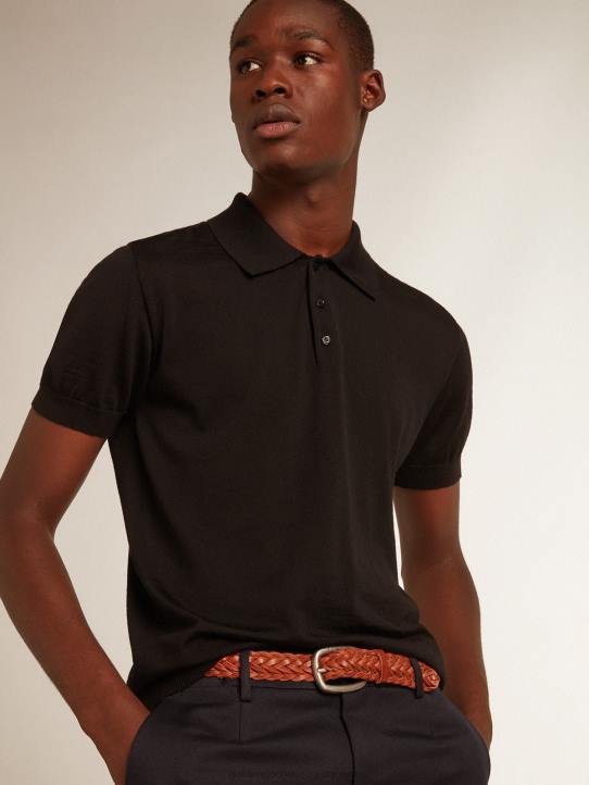 hombres polo de manga corta en lana merino negraGolden Goose 02H6803