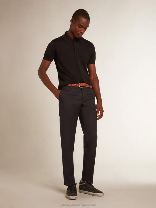 hombres polo de manga corta en lana merino negraGolden Goose 02H6803