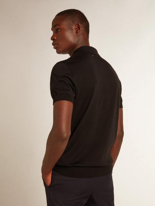 hombres polo de manga corta en lana merino negraGolden Goose 02H6803