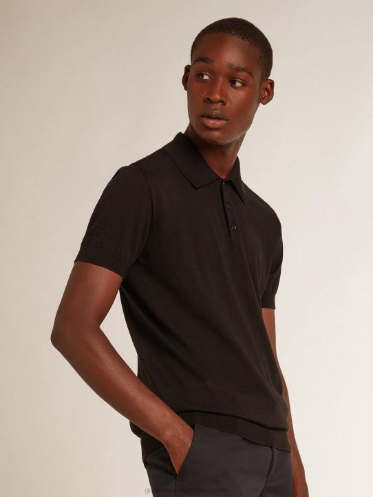 hombres polo de manga corta en lana merino negraGolden Goose 02H6803