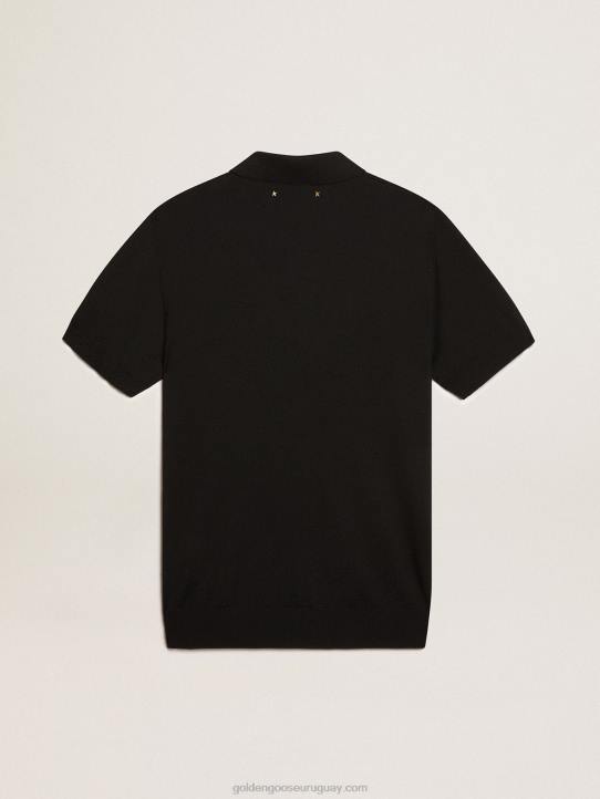 hombres polo de manga corta en lana merino negraGolden Goose 02H6803
