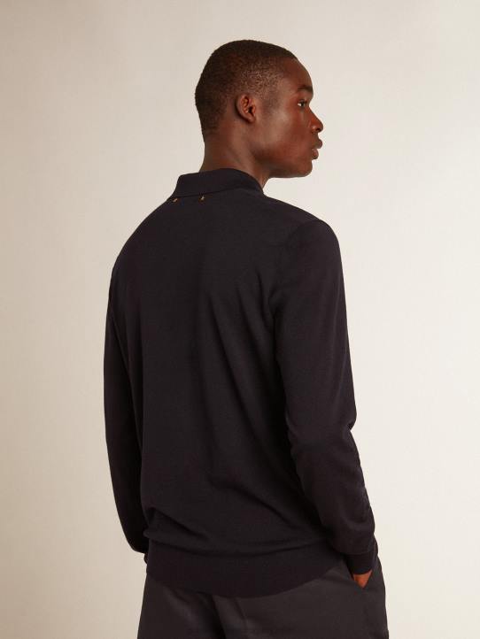 hombres polo de manga larga de lana merino azul marinoGolden Goose 02H6789