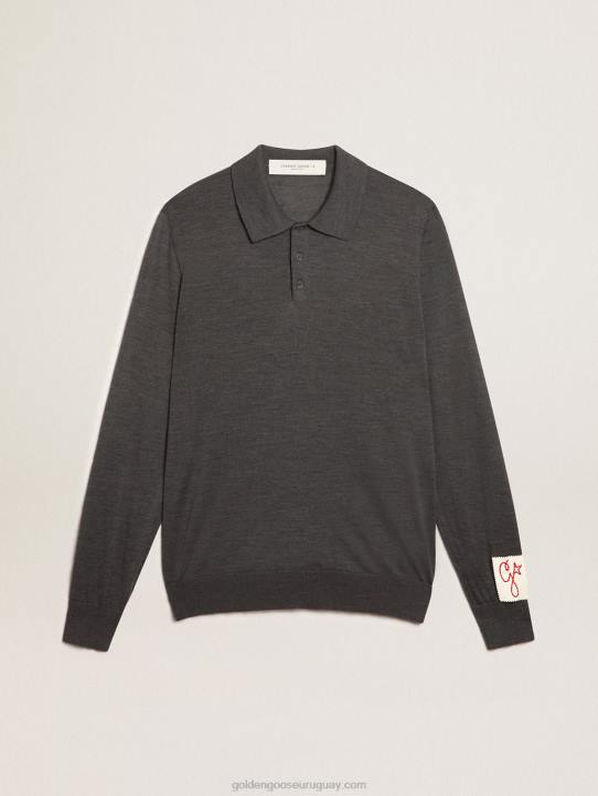 hombres polo de manga larga en lana merino grisGolden Goose 02H6804