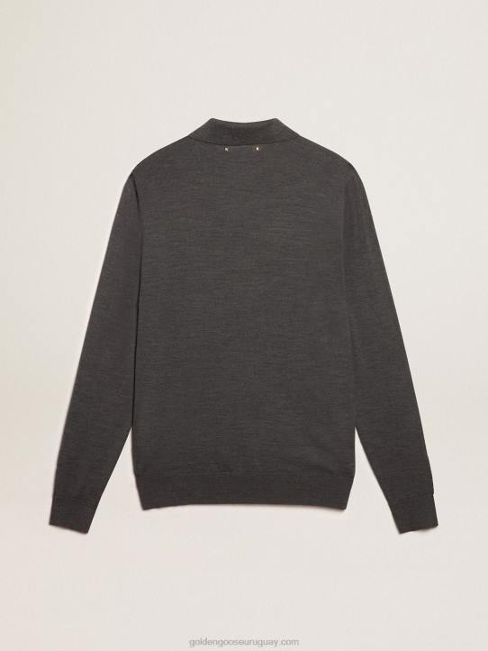 hombres polo de manga larga en lana merino grisGolden Goose 02H6804