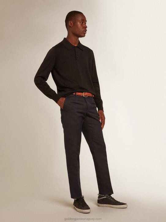 hombres polo de manga larga en lana merino negraGolden Goose 02H6814