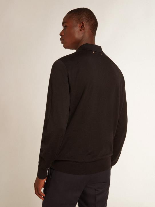 hombres polo de manga larga en lana merino negraGolden Goose 02H6814