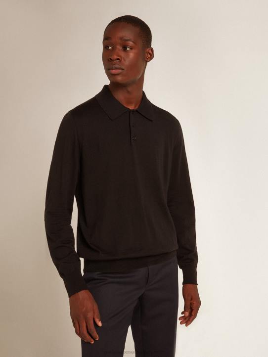 hombres polo de manga larga en lana merino negraGolden Goose 02H6814