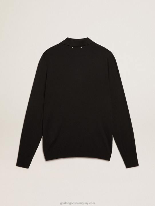 hombres polo de manga larga en lana merino negraGolden Goose 02H6814