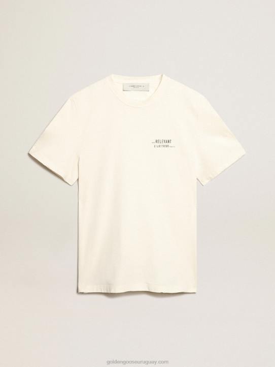 hombres camiseta blanca con acabado envejecido y letrasGolden Goose 02H6805