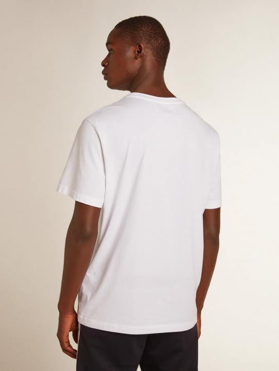 hombres camiseta blanca con estrella azul oscuro en el frenteGolden Goose 02H6796