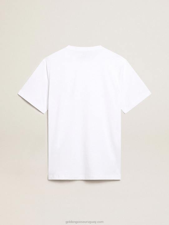 hombres camiseta blanca con estrella azul oscuro en el frenteGolden Goose 02H6796
