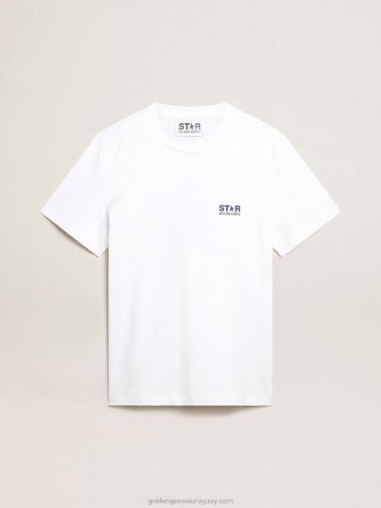 hombres camiseta blanca con estrella azul oscuro en la espaldaGolden Goose 02H6797
