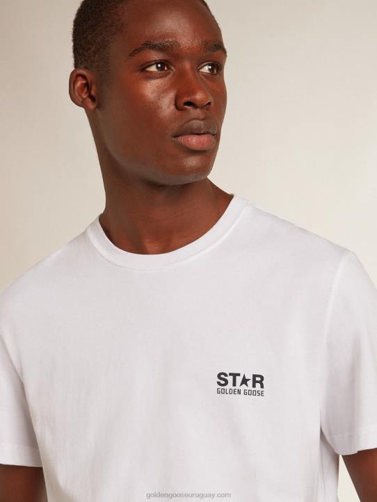hombres camiseta blanca con estrella azul oscuro en la espaldaGolden Goose 02H6797