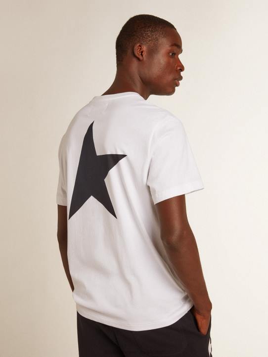 hombres camiseta blanca con estrella azul oscuro en la espaldaGolden Goose 02H6797