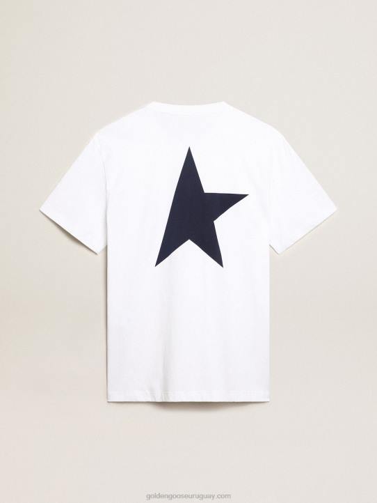 hombres camiseta blanca con estrella azul oscuro en la espaldaGolden Goose 02H6797