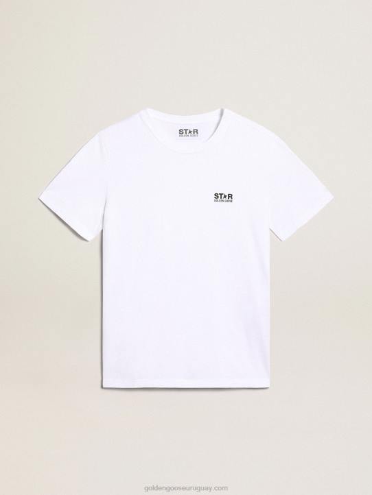 hombres camiseta blanca de la colección con logo negro a contraste en la parte delanteraGolden Goose 02H6777