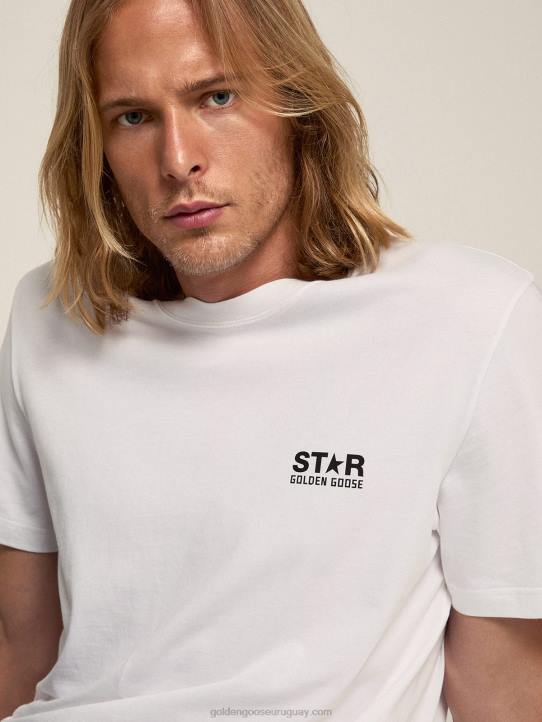 hombres camiseta blanca de la colección con logo negro a contraste en la parte delanteraGolden Goose 02H6777