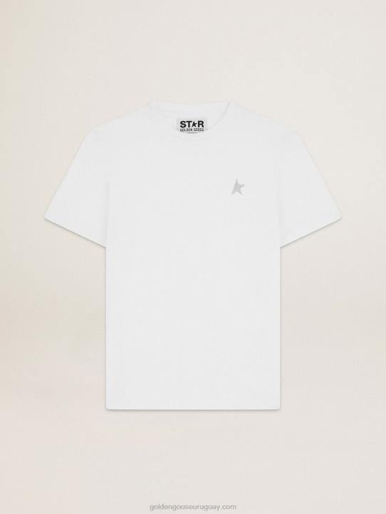 hombres camiseta blanca de la colección star con estrella en glitter plateado en la parte delanteraGolden Goose 02H6706