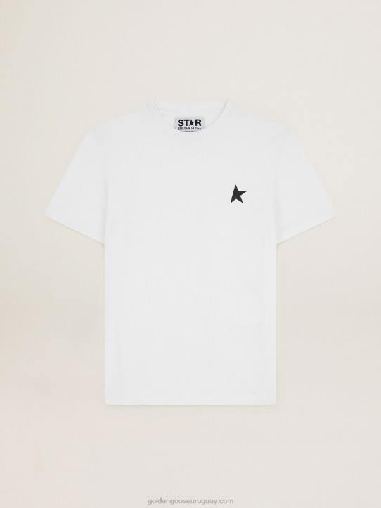 hombres camiseta blanca de la colección star con estrella negra en la parte delanteraGolden Goose 02H6697