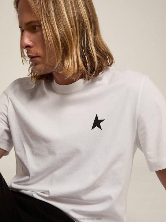 hombres camiseta blanca de la colección star con estrella negra en la parte delanteraGolden Goose 02H6697