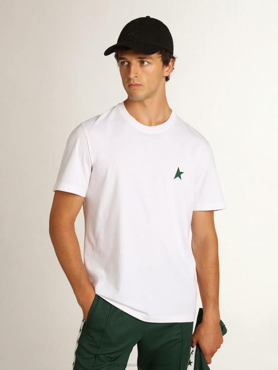 hombres camiseta blanca de la colección star con estrella verde a contraste en la parte delanteraGolden Goose 02H6821