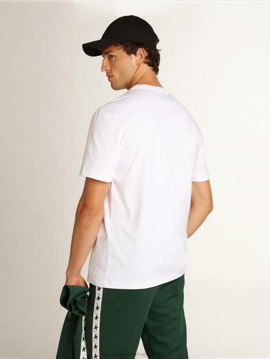 hombres camiseta blanca de la colección star con estrella verde a contraste en la parte delanteraGolden Goose 02H6821