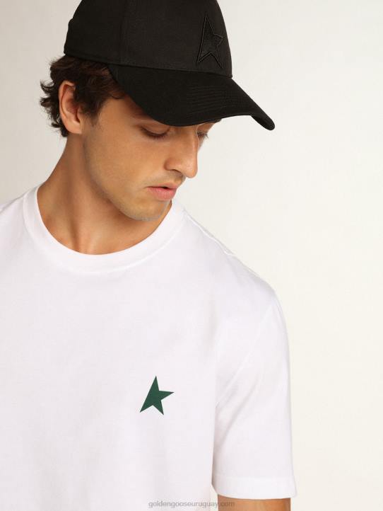 hombres camiseta blanca de la colección star con estrella verde a contraste en la parte delanteraGolden Goose 02H6821