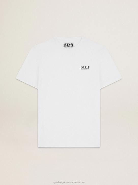 hombres camiseta blanca de la colección star con logo y estrella en contraste en negroGolden Goose 02H6702