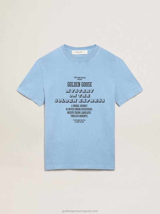 hombres camiseta de la colección Journey en azul puerto con misterio de ganso dorado negro en contraste sobre el estampado Golden Express 02H6747