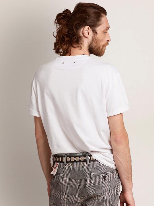 hombres camiseta de la colección en color blanco con tratamiento envejecidoGolden Goose 02H6759