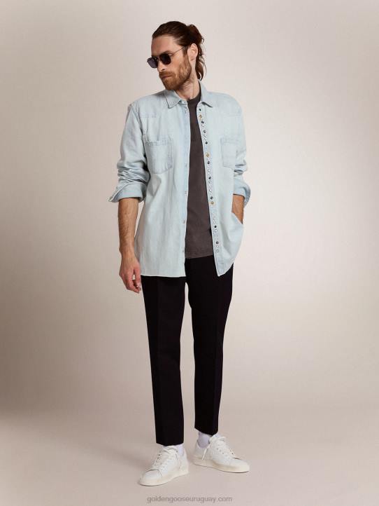 hombres camiseta de la colección en gris antracita con tratamiento envejecidoGolden Goose 02H6699
