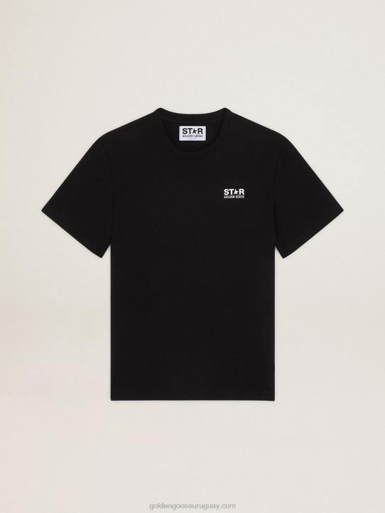 hombres camiseta negra de la colección star con logo y estrella en contraste en blancoGolden Goose 02H6690
