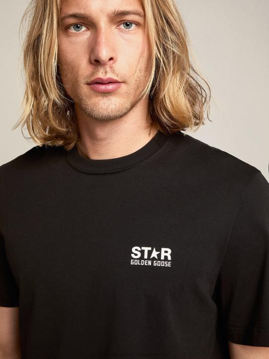 hombres camiseta negra de la colección star con logo y estrella en contraste en blancoGolden Goose 02H6690
