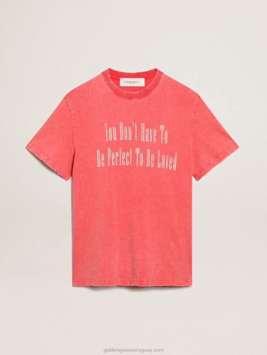 hombres camiseta roja con letras crudas estampadasGolden Goose 02H6820