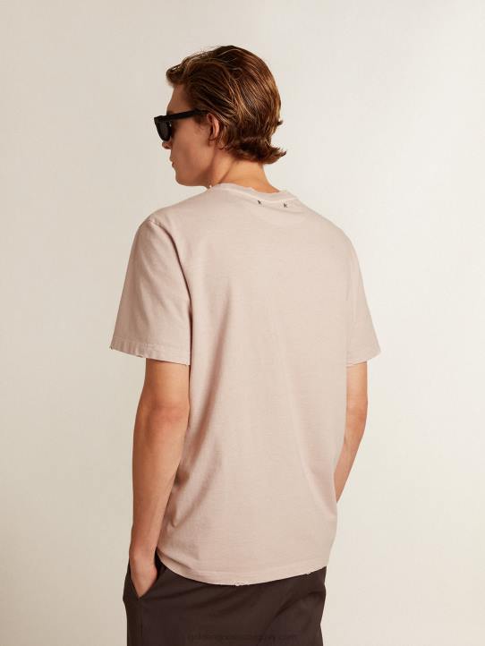 hombres camiseta rosa pálido con letras en el centroGolden Goose 02H6795