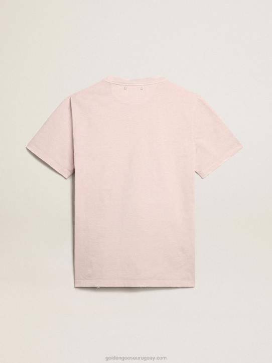 hombres camiseta rosa pálido con letras en el centroGolden Goose 02H6795