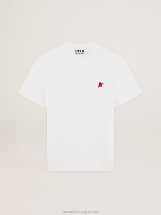 hombres camiseta star collection en color blanco con estrella roja a contraste en la parte delanteraGolden Goose 02H6736