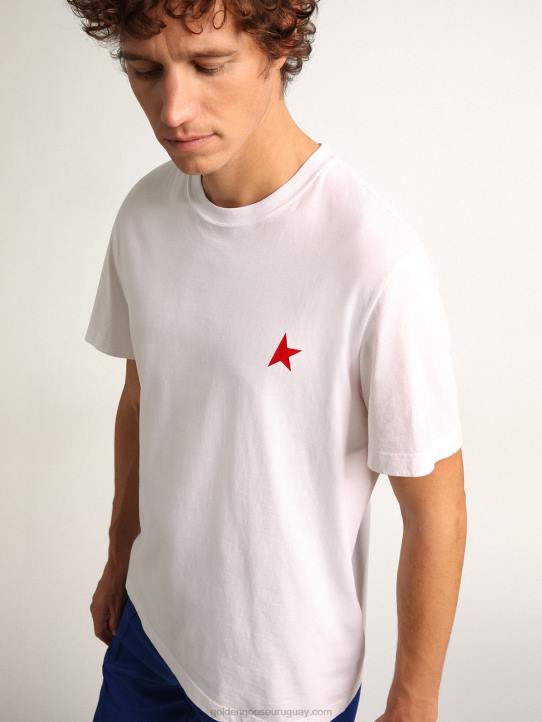 hombres camiseta star collection en color blanco con estrella roja a contraste en la parte delanteraGolden Goose 02H6736