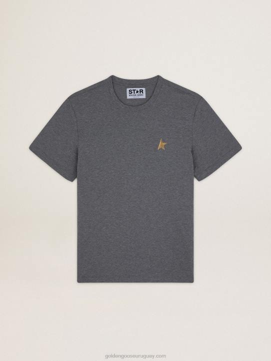 hombres camiseta star collection gris melange con estrella dorada a contraste en la parte delanteraGolden Goose 02H6743