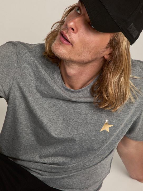 hombres camiseta star collection gris melange con estrella dorada a contraste en la parte delanteraGolden Goose 02H6743