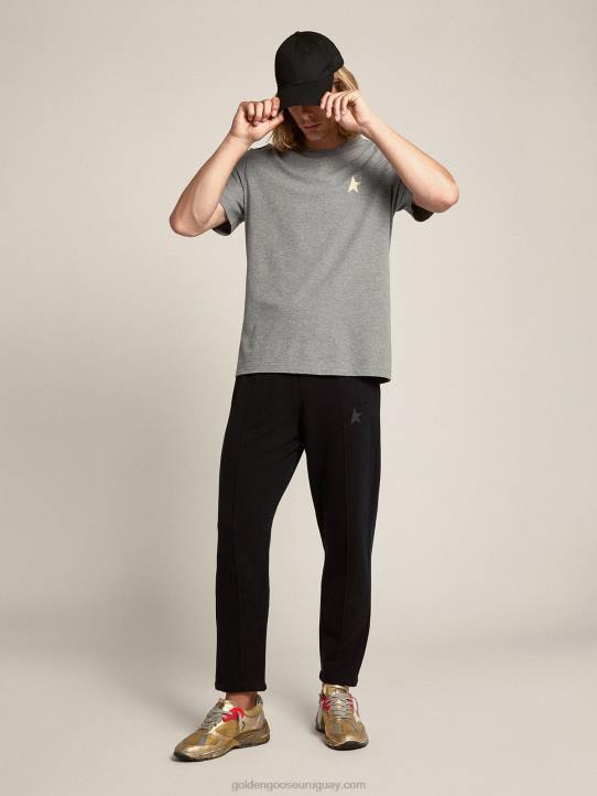 hombres camiseta star collection gris melange con estrella dorada a contraste en la parte delanteraGolden Goose 02H6743