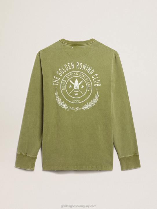 hombres camiseta verde pesto con logo blanco en la parte delantera y traseraGolden Goose 02H6781