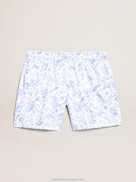 hombres shorts de baño resort collection con estampado azul mediterráneoGolden Goose 02H6758