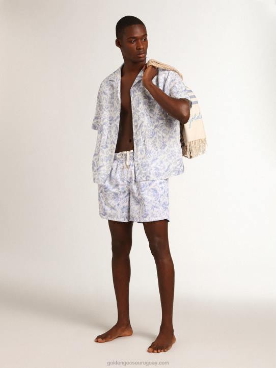 hombres shorts de baño resort collection con estampado azul mediterráneoGolden Goose 02H6758