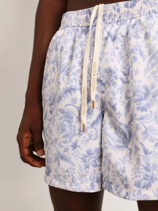 hombres shorts de baño resort collection con estampado azul mediterráneoGolden Goose 02H6758